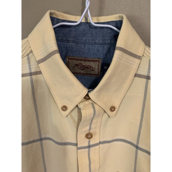 Roper Long Sleeve Button Down Shirt Men's‎ M Yellow Plaid Western Cowboy Rodeo - Picture 3 of 14